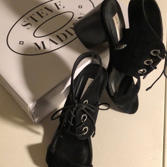 Steve Madden Black Suede Elgin Size 8 - Picture 6 of 8